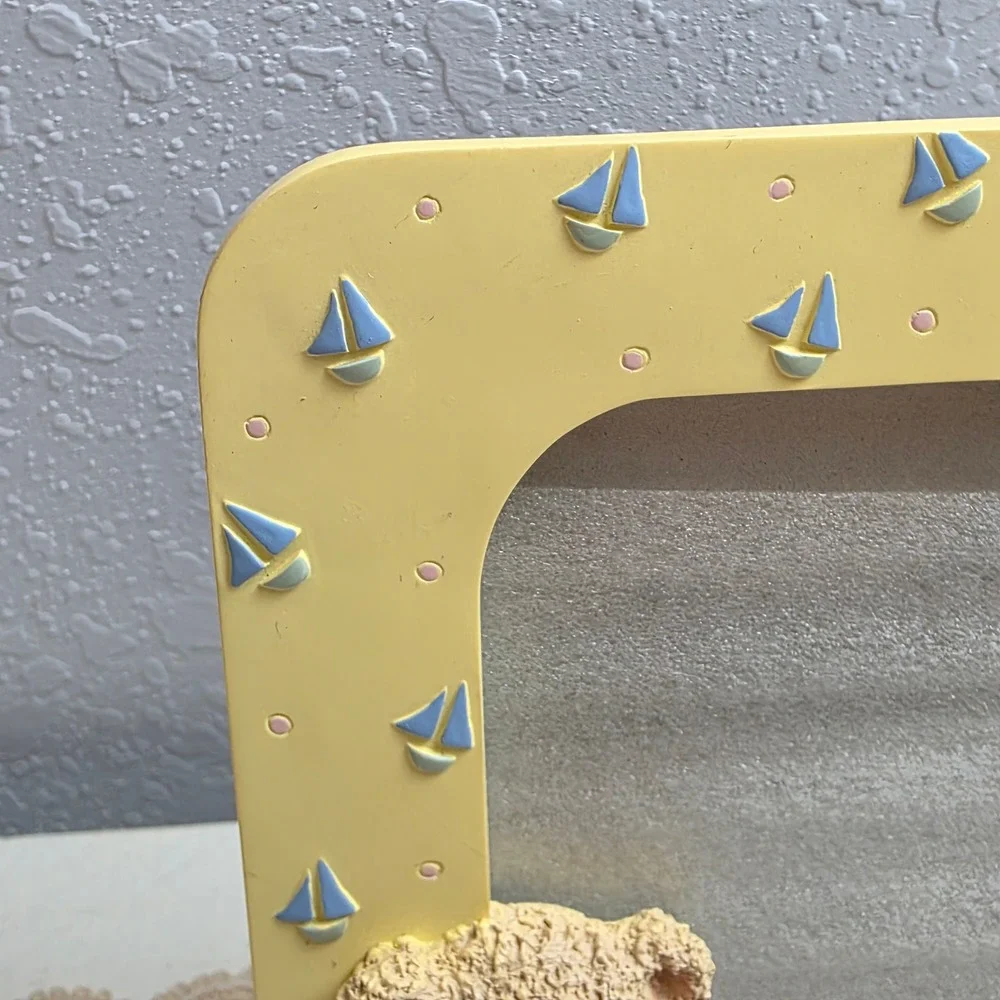 Fetco Teddy Bear Resin Baby Picture Frame 4x6 Yellow Nautical Sailboat 3D 506346